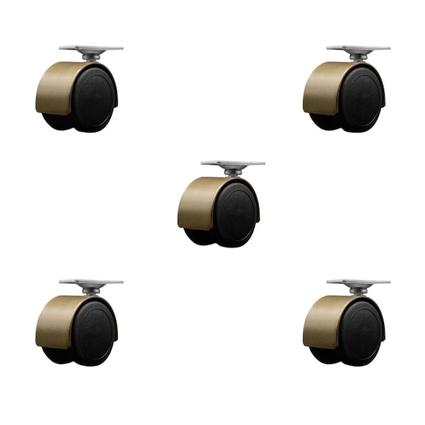 2'' Floor Safe Antique Hooded Twin Wheel Caster Top Plate, 5PK